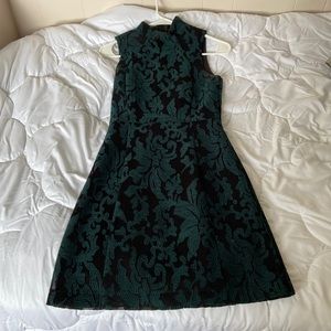 High neck green and black dress